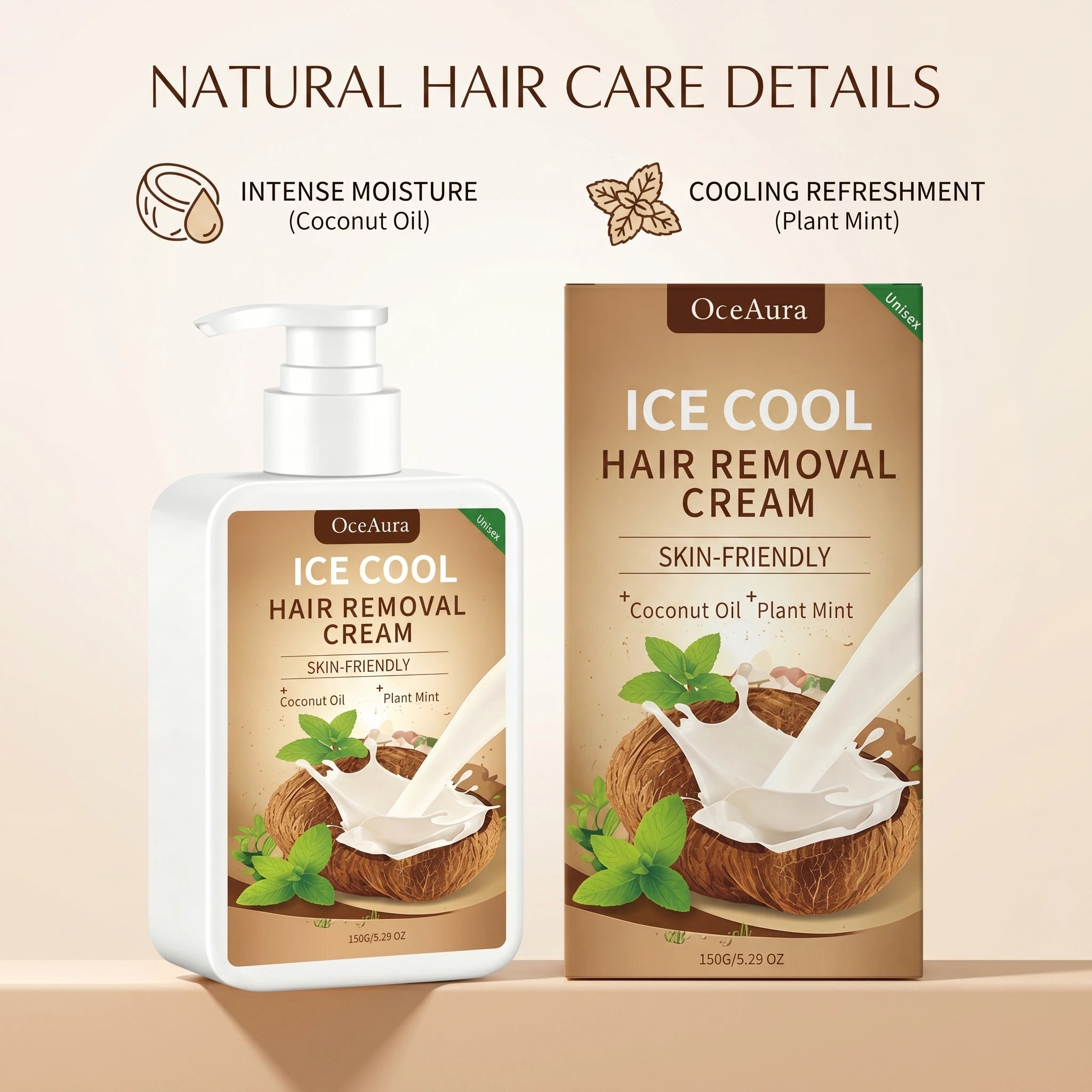 Painless Cooling Hair Removal Cream for Face and Body - 10