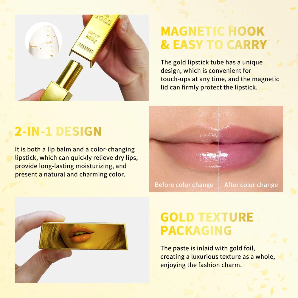 Color Changing Gold Flake Lip Balm for Hydration and Natural Pink Tint - 5