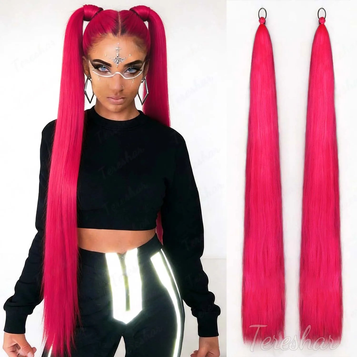 44-Inch Colorful Synthetic Straight Ponytail Hair Extensions - 12