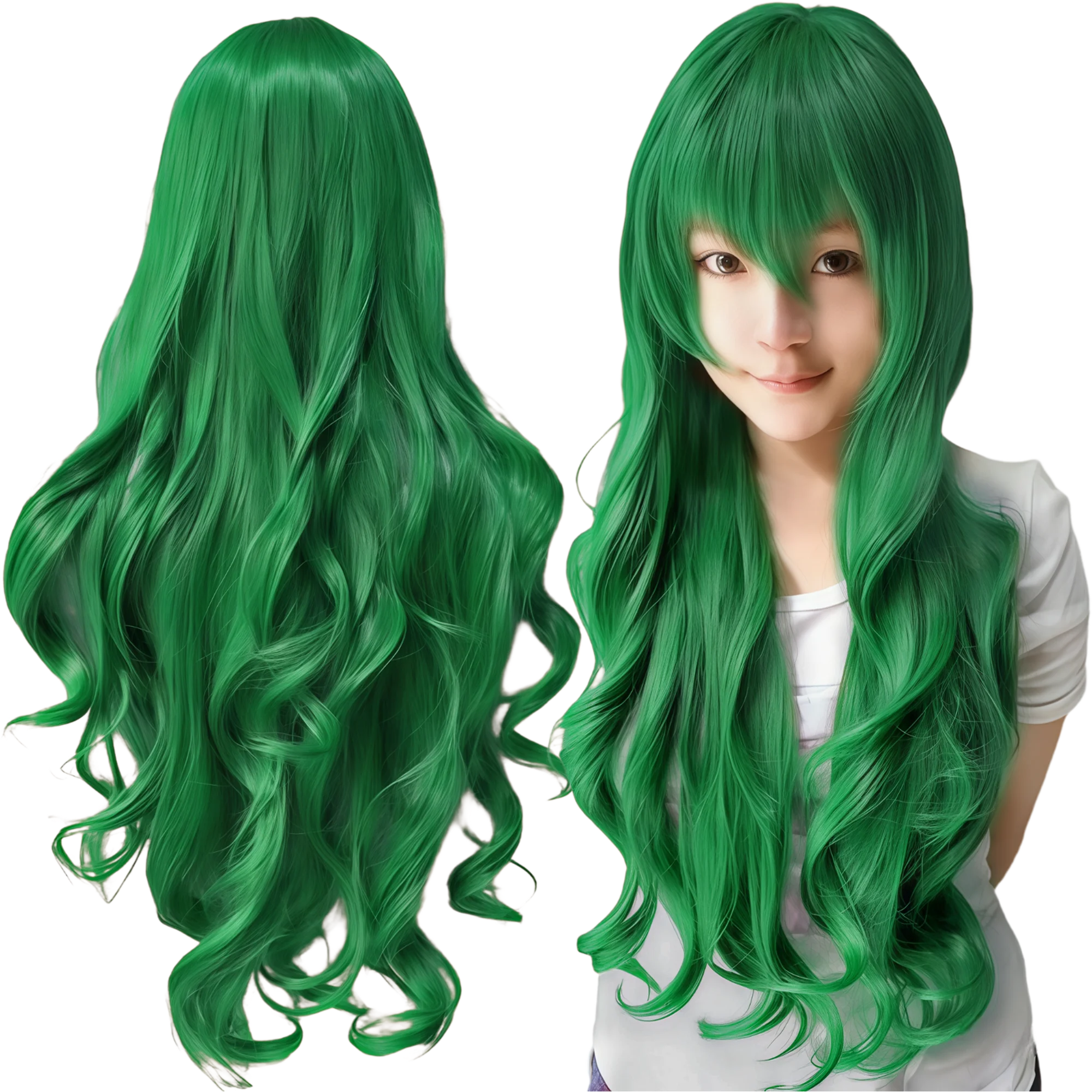 Long Hot Pink Curly Wavy Wig for Cosplay and Halloween Costumes - 2
