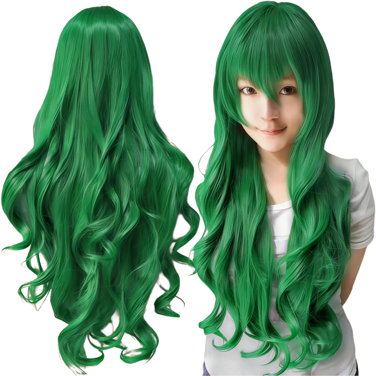 Long Hot Pink Curly Wavy Wig for Cosplay and Halloween Costumes