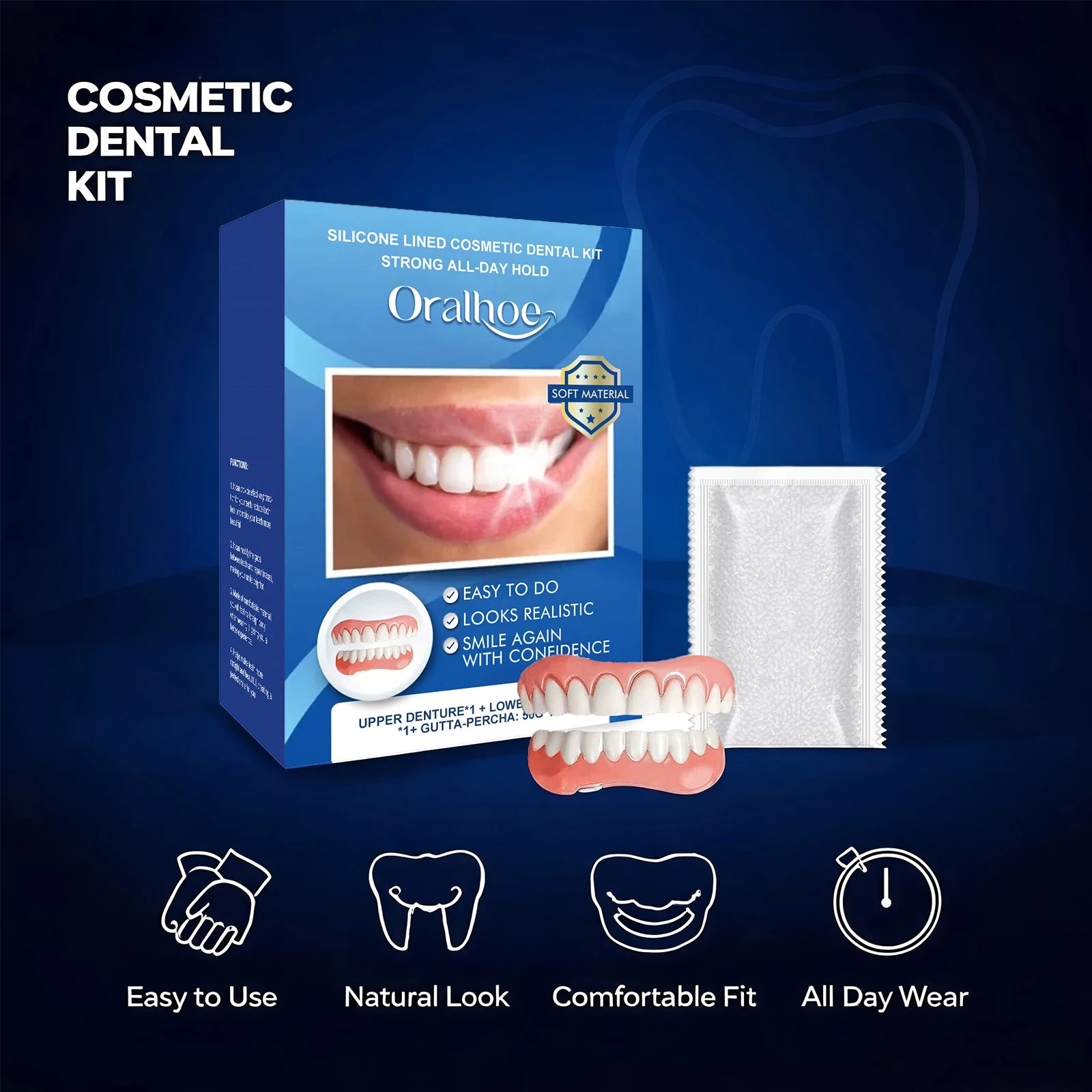 Natural Silicone Dentures Set for Instant Comfortable Smile Restoration - 4