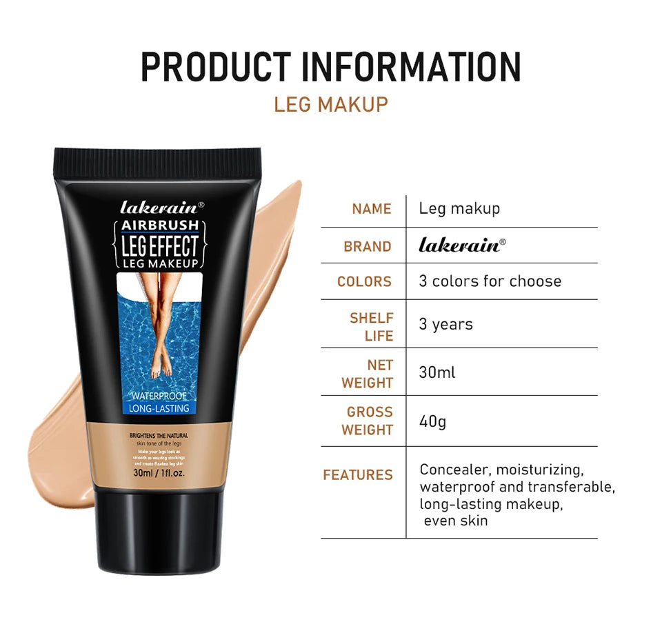 Waterproof Airbrush Leg Makeup Foundation for Flawless Smooth Skin