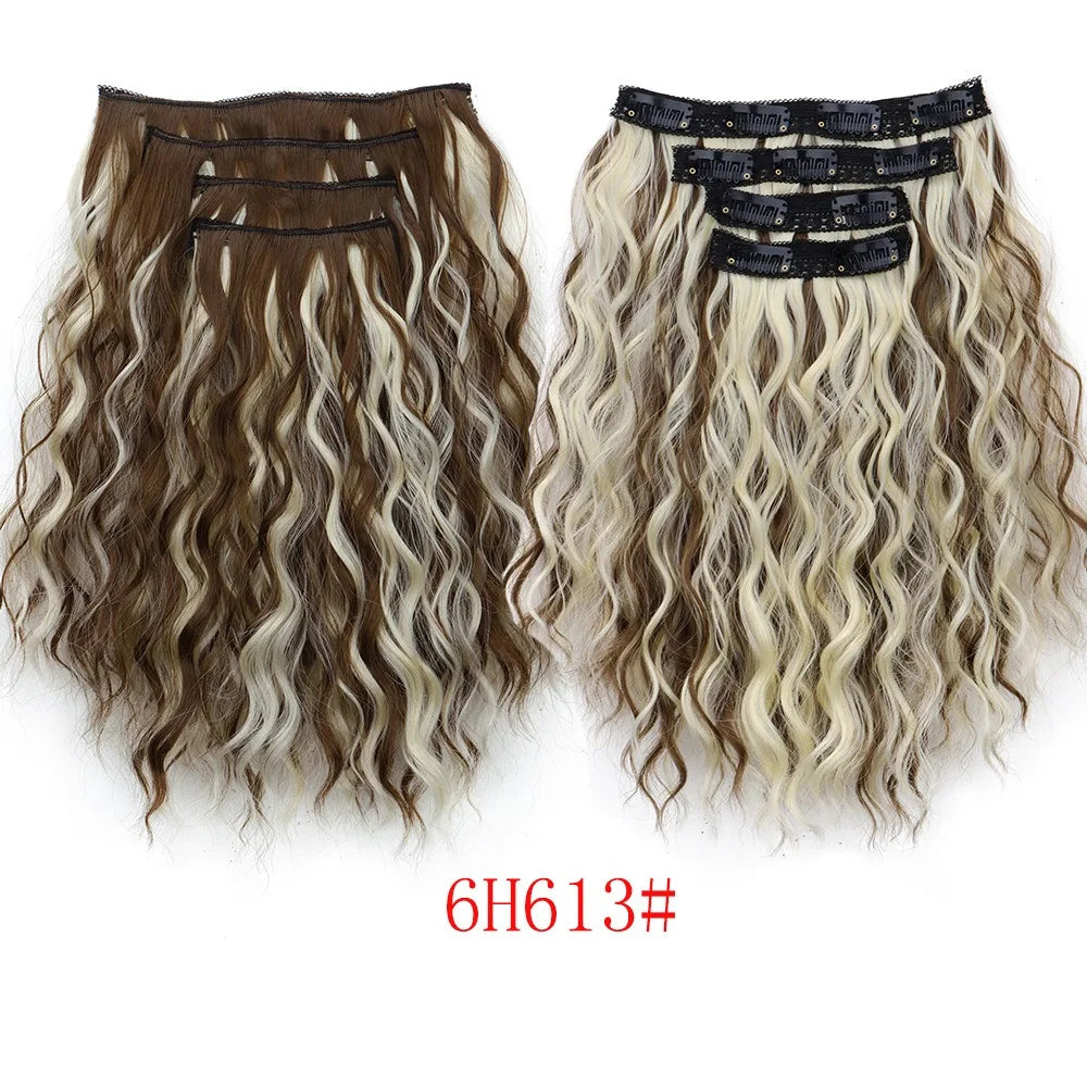 12-Inch Wavy Curly Clip-In Hair Extensions Set