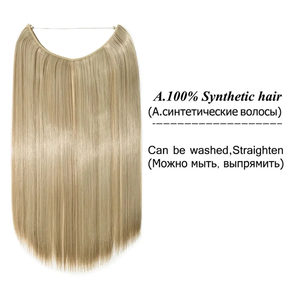 22-Inch Invisible Wire Hair Extensions for Instant Length - 3