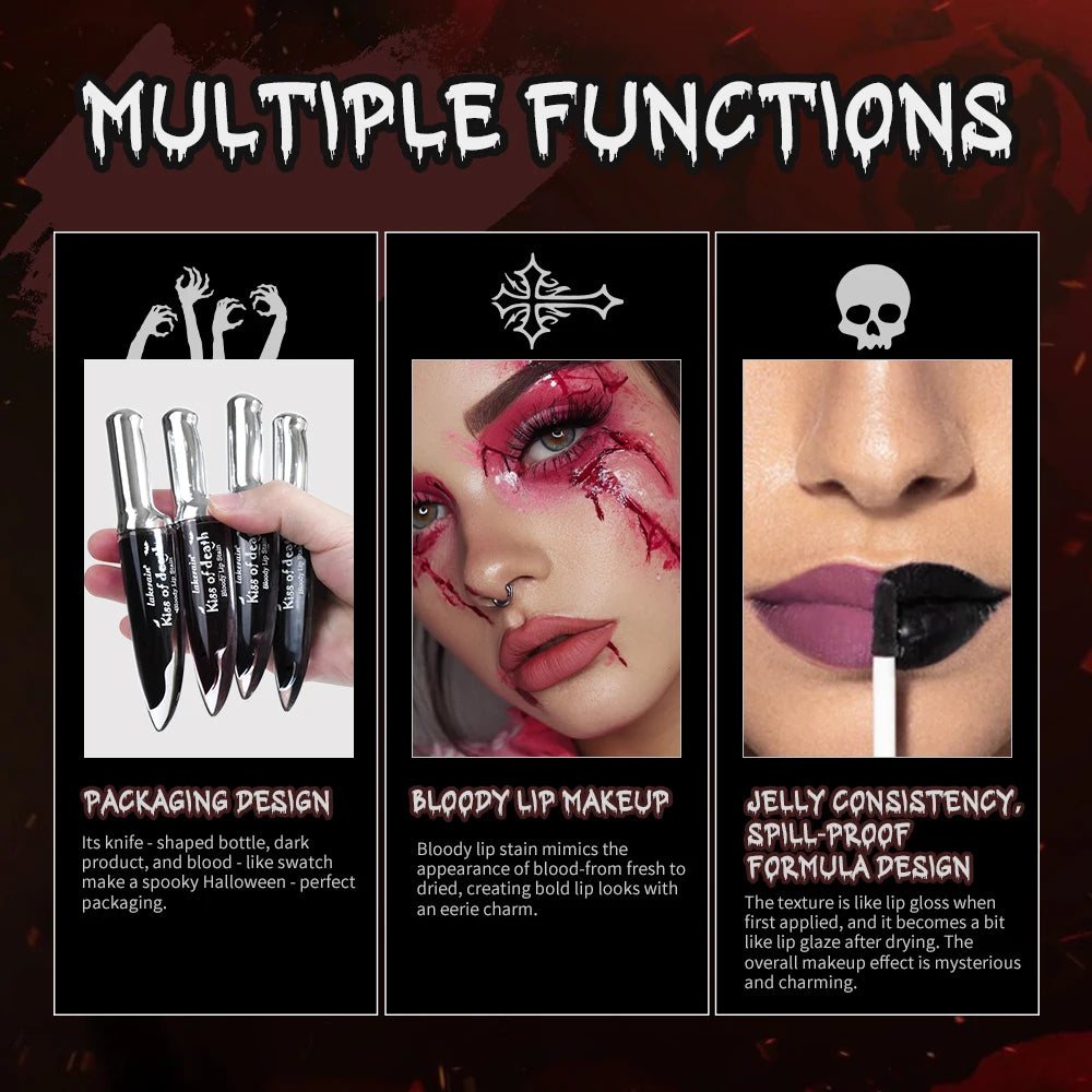 Bloody Lip Stain Set for Gothic Halloween Makeup and Costume Parties