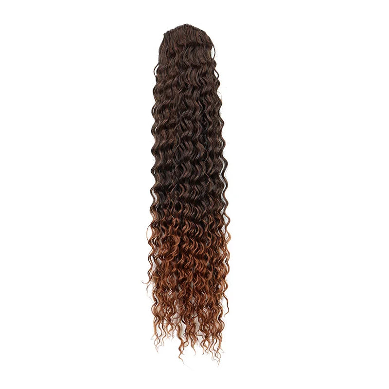 Long Water Wave Curly Drawstring Ponytail Hair Extension for Daily Style - 14