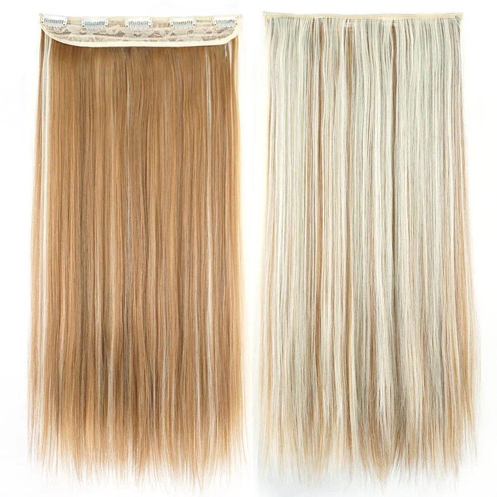 Straight Synthetic Clip-In Hair Extensions for Instant Volume