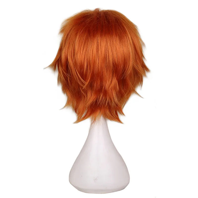 Short Orange Cosplay Wig for Halloween Costumes - 9