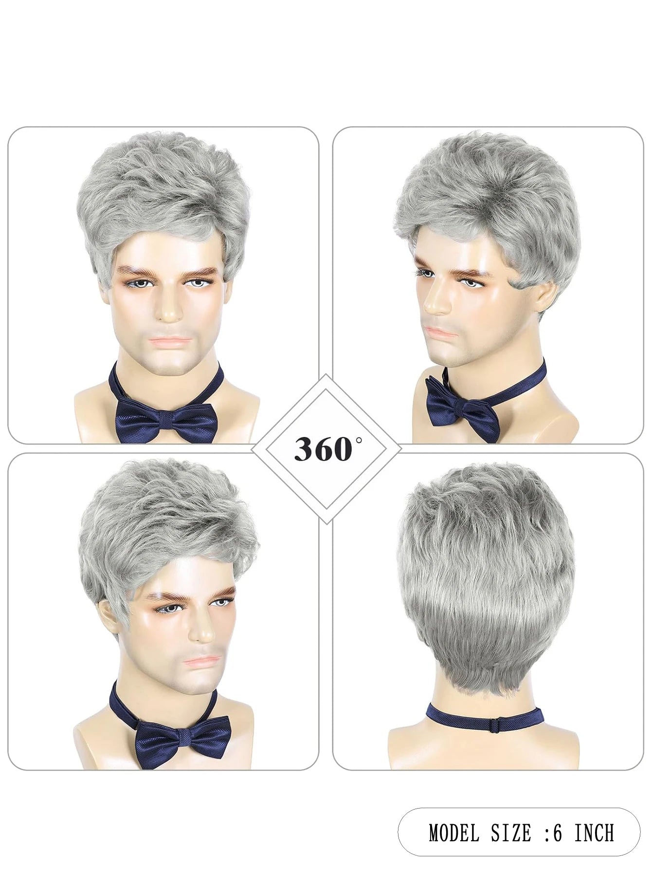 Short Silver Gray Men's Wig for Cosplay and Costumes - 3