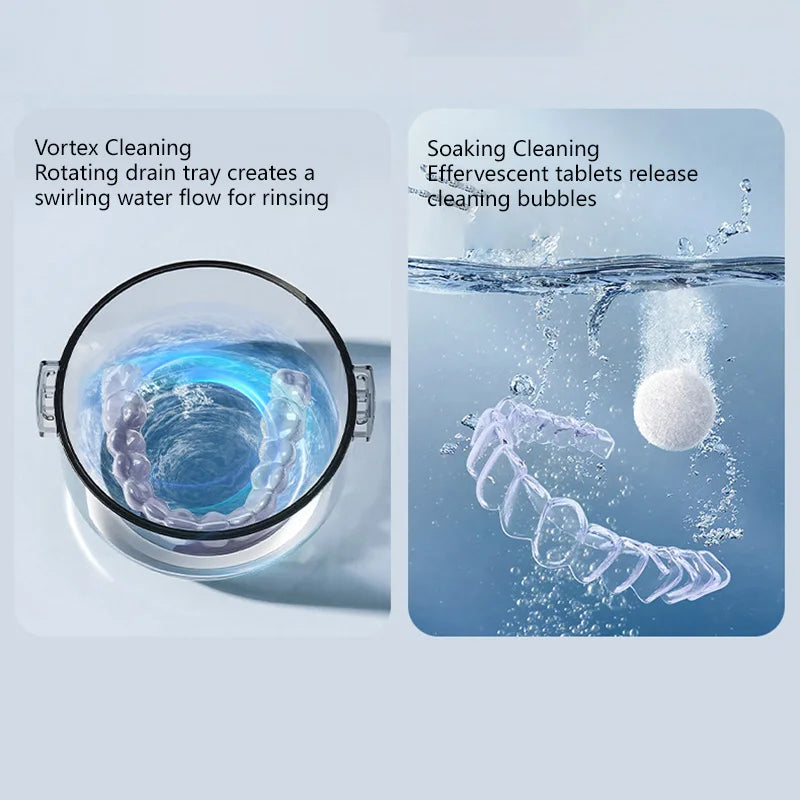 Portable Denture Cleaning Case with Rotary Brush and Storage Tray - 8