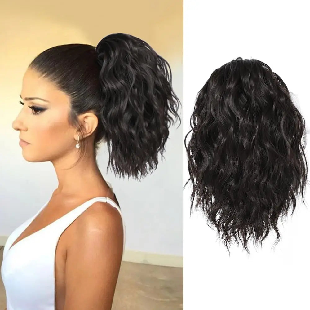 14-Inch Curly Water Ripple Drawstring Ponytail Extension