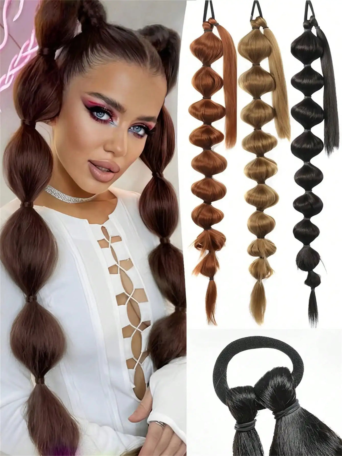 Synthetic Bubble Ponytail Hair Extension for Instant Volume