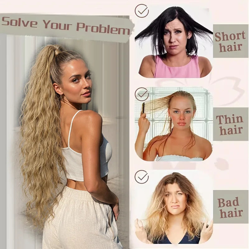 30-Inch Wavy Claw Clip Ponytail Extension - 10