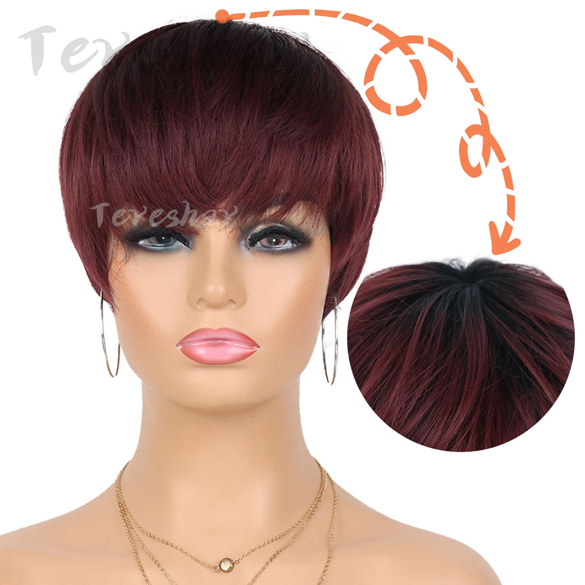 Short Pixie Cut Layered Wig with Bangs for Women Daily Styling