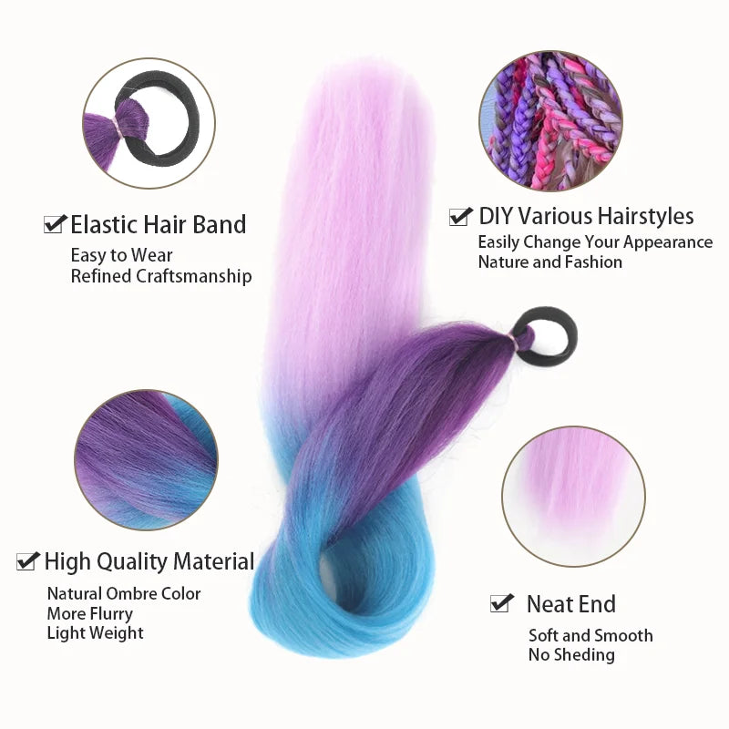 26" Long Ombre Synthetic Braiding Ponytail Extension - 2