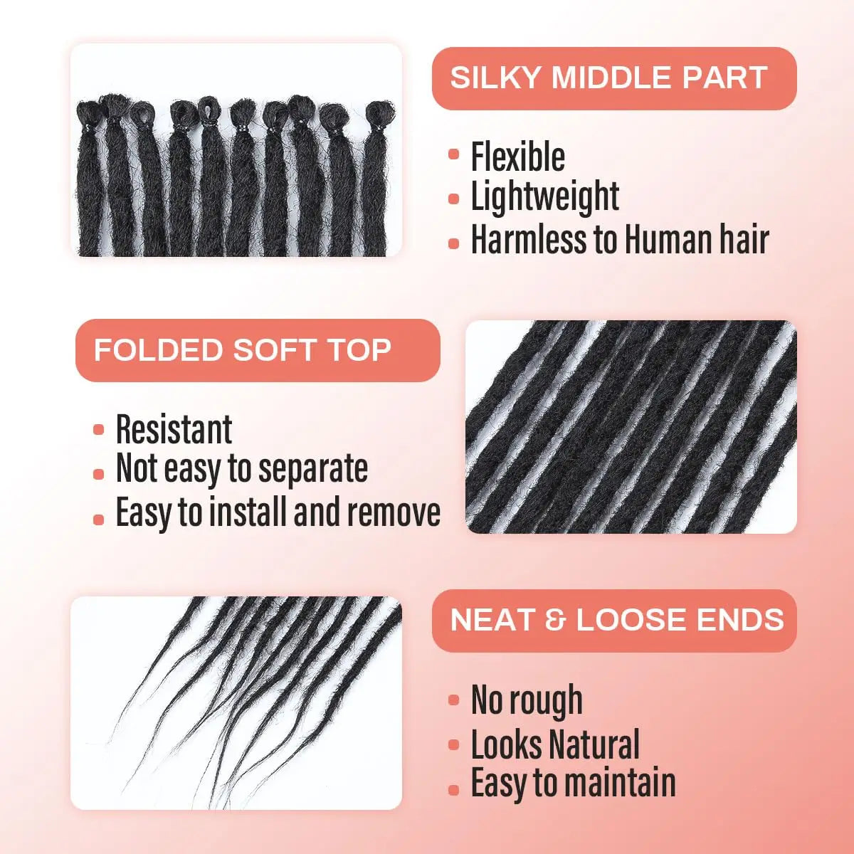 24-Inch Synthetic Dreadlock Extensions for Bohemian Styles - 3