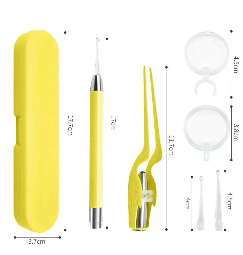LED Illuminated Ear Wax Removal Tool Kit for Kids and Adults - 6