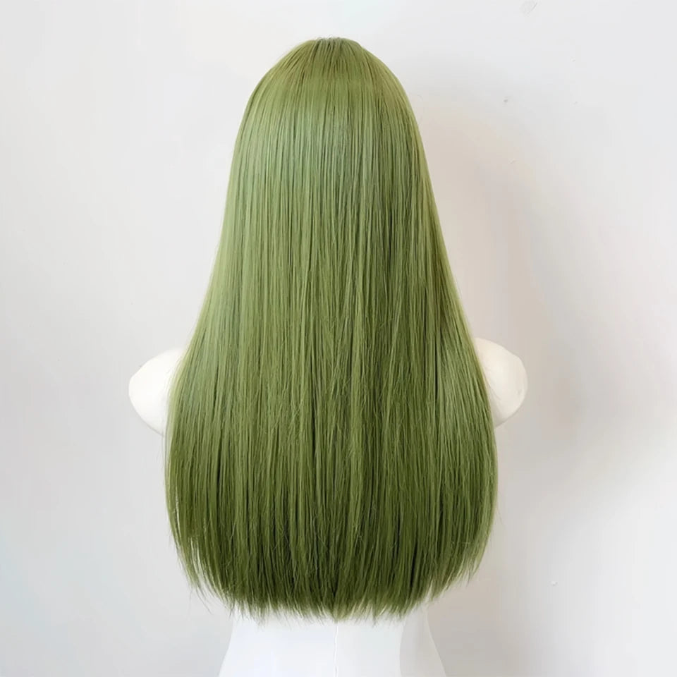 Long Wavy Ash Blonde Synthetic Wig with Bangs - 19