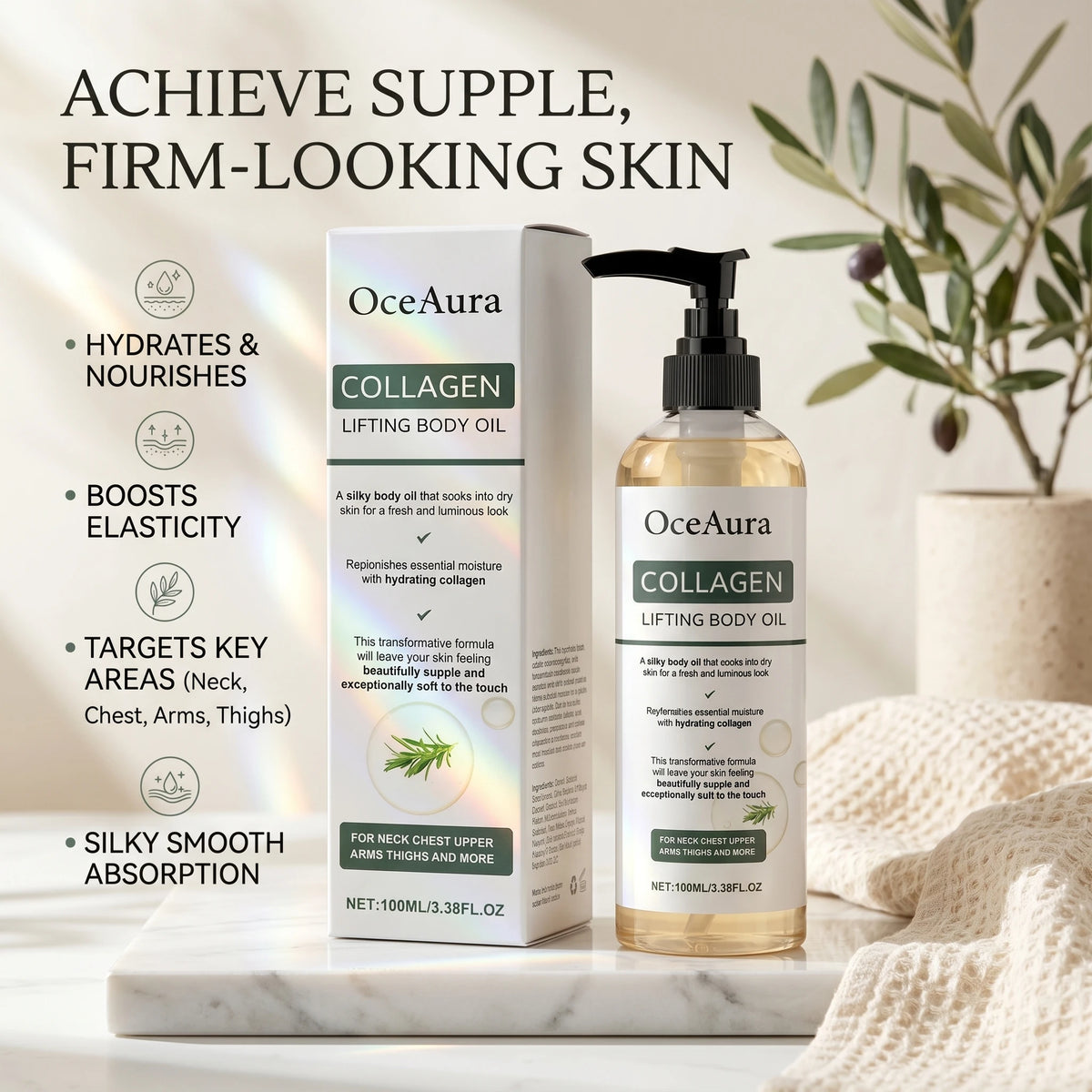 Collagen Body Firming Massage Oil for Skin Tightening and Hydration