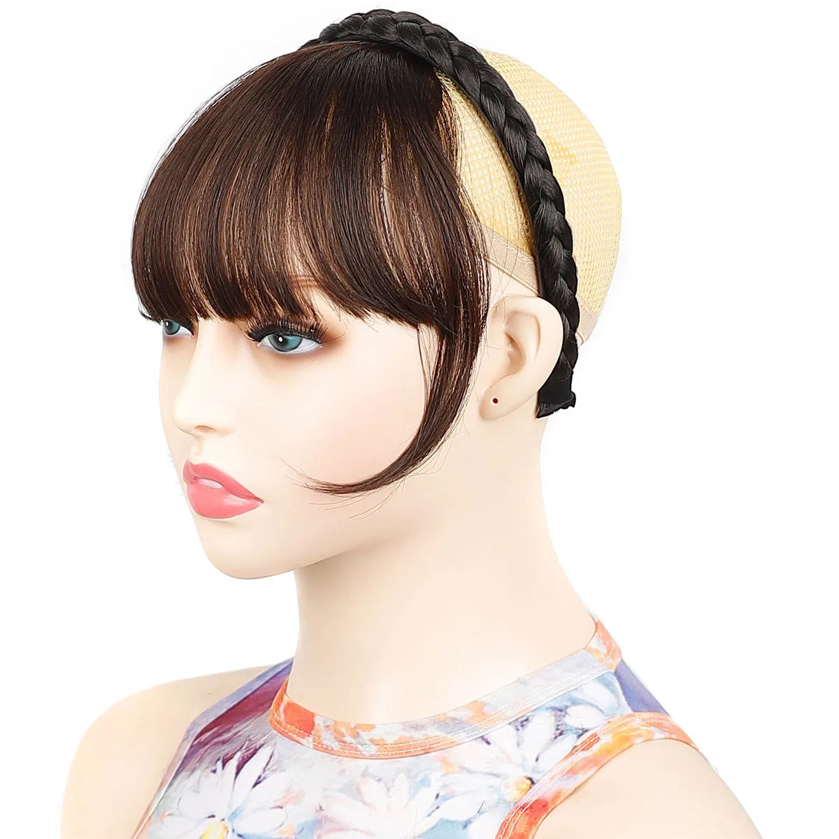 Braided Headband with Natural Looking Bangs for Women - 14