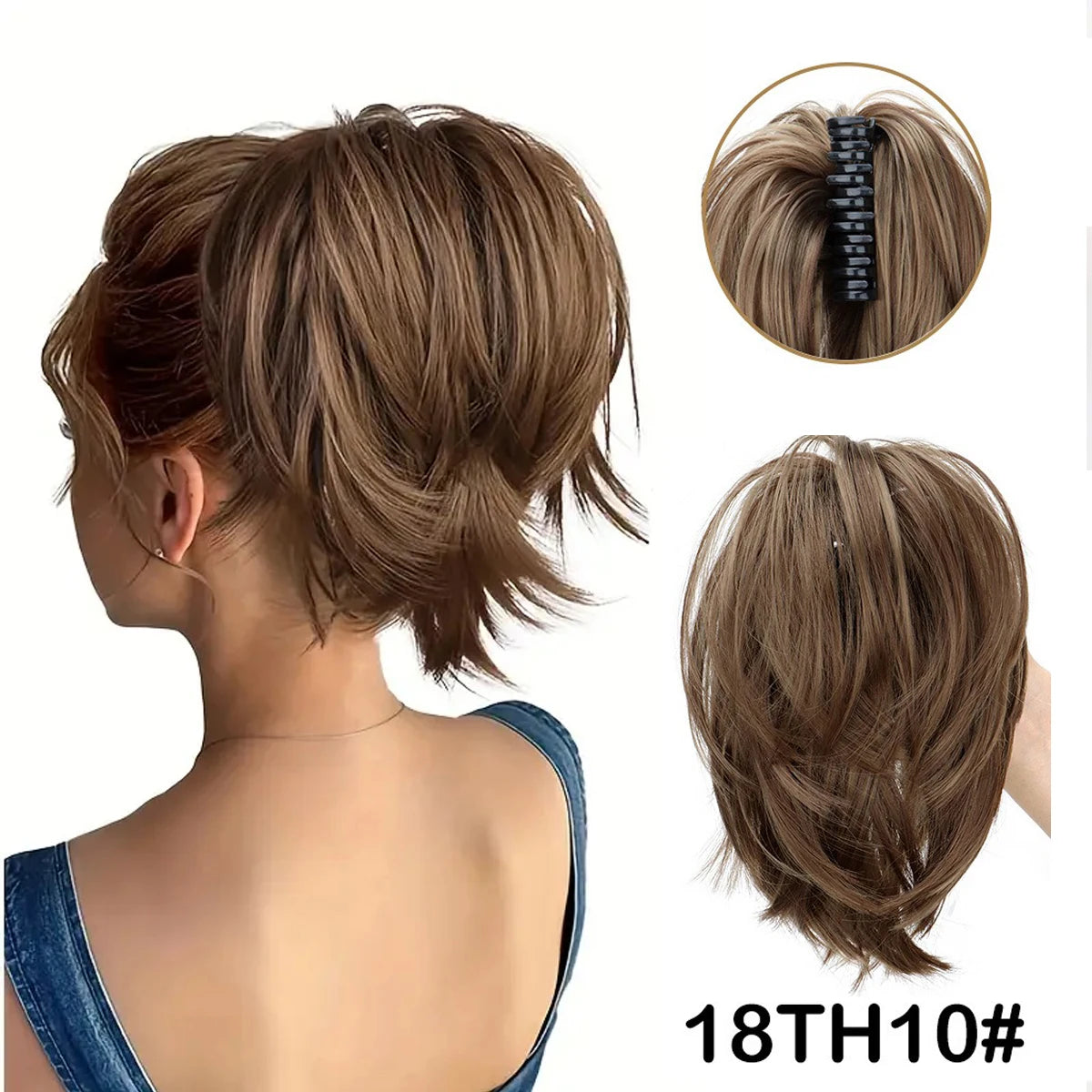 Synthetic Claw Clip Ponytail Extension for Effortless Messy Hair Buns - 9