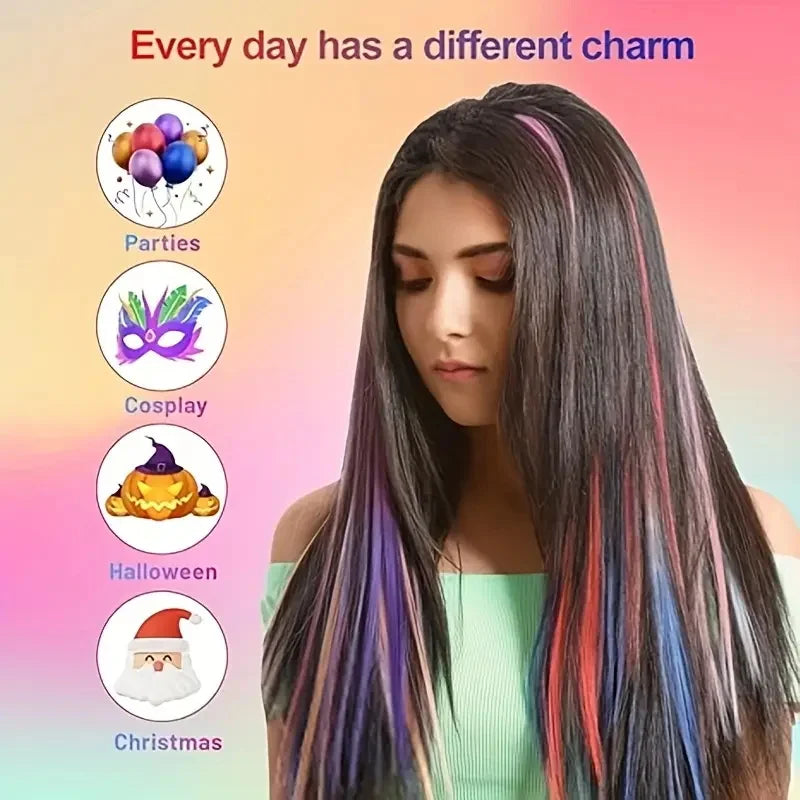 22-Inch Clip-In Synthetic Hair Extensions for Instant Color Highlights - 5