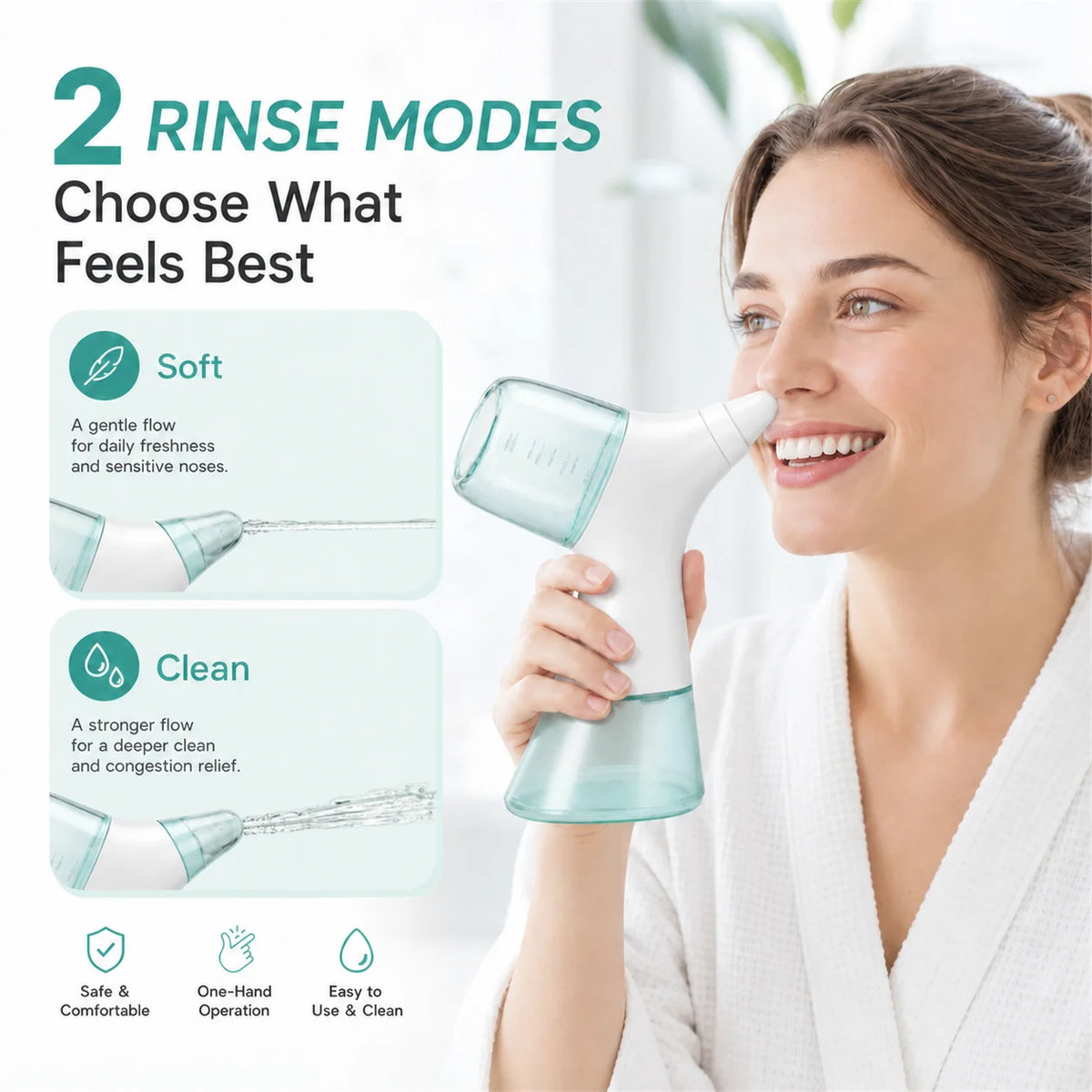 Electric Nasal Irrigator for Sinus Congestion and Allergy Relief