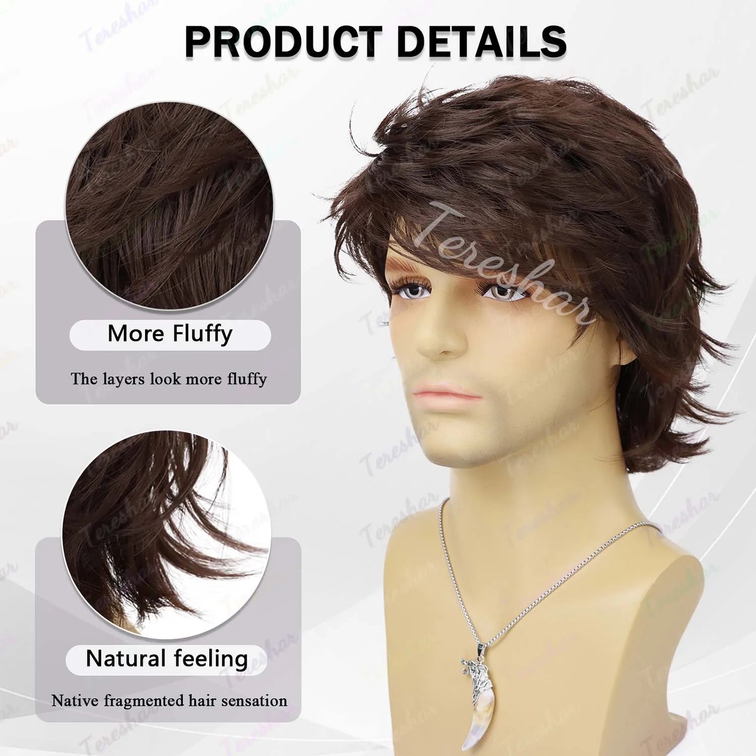 Short Curly Layered Synthetic Wig for Men Cosplay and Daily Style - 4