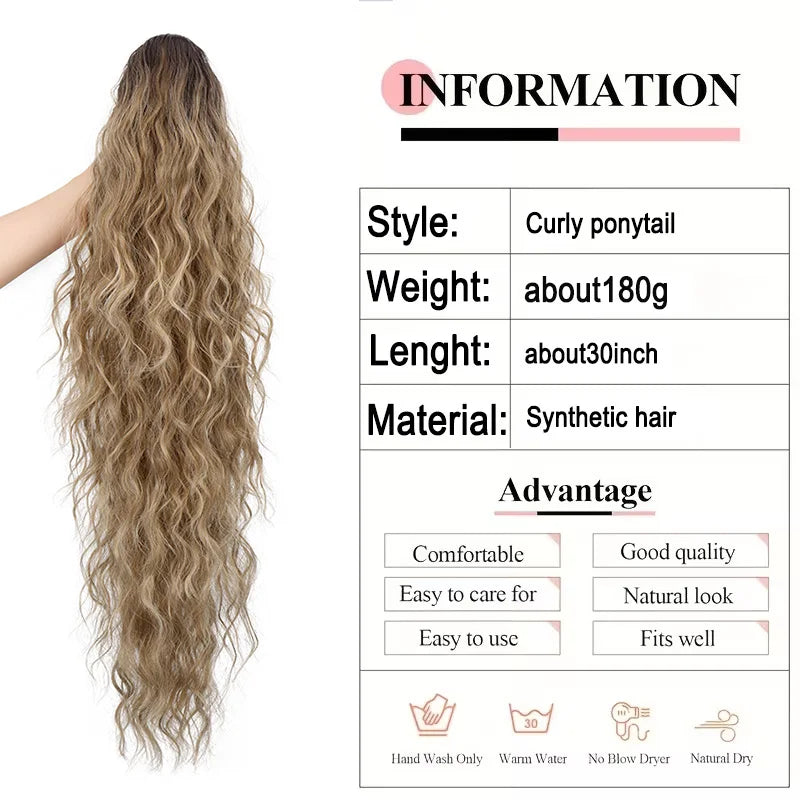 30-Inch Wavy Claw Clip Ponytail Extension - 2