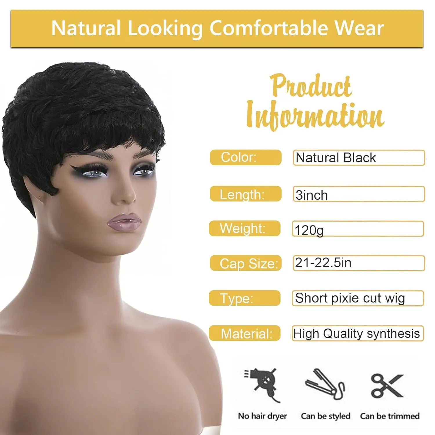 Short Wavy Pixie Cut Wig for Women - 4