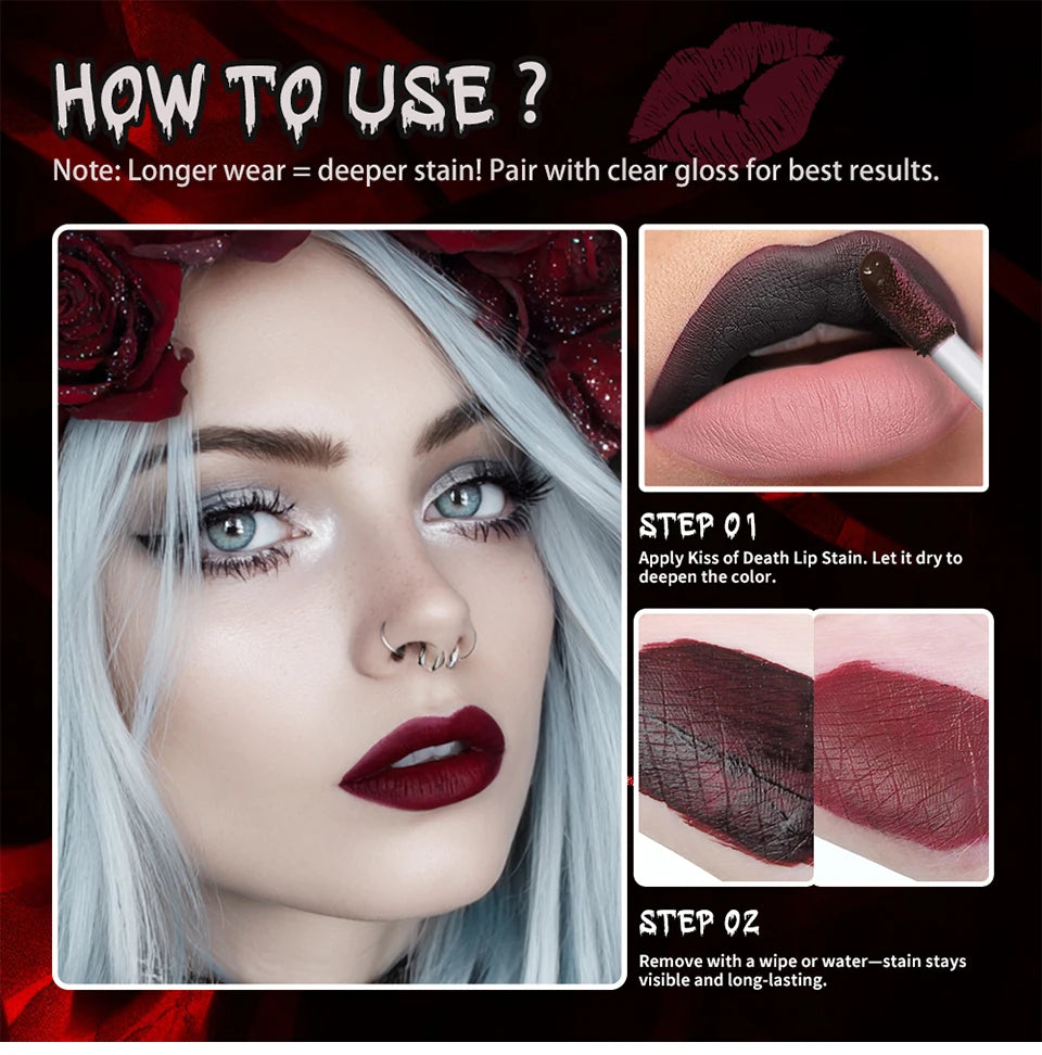 Long-Lasting Waterproof Matte Bloody Lip Stain for Halloween Makeup