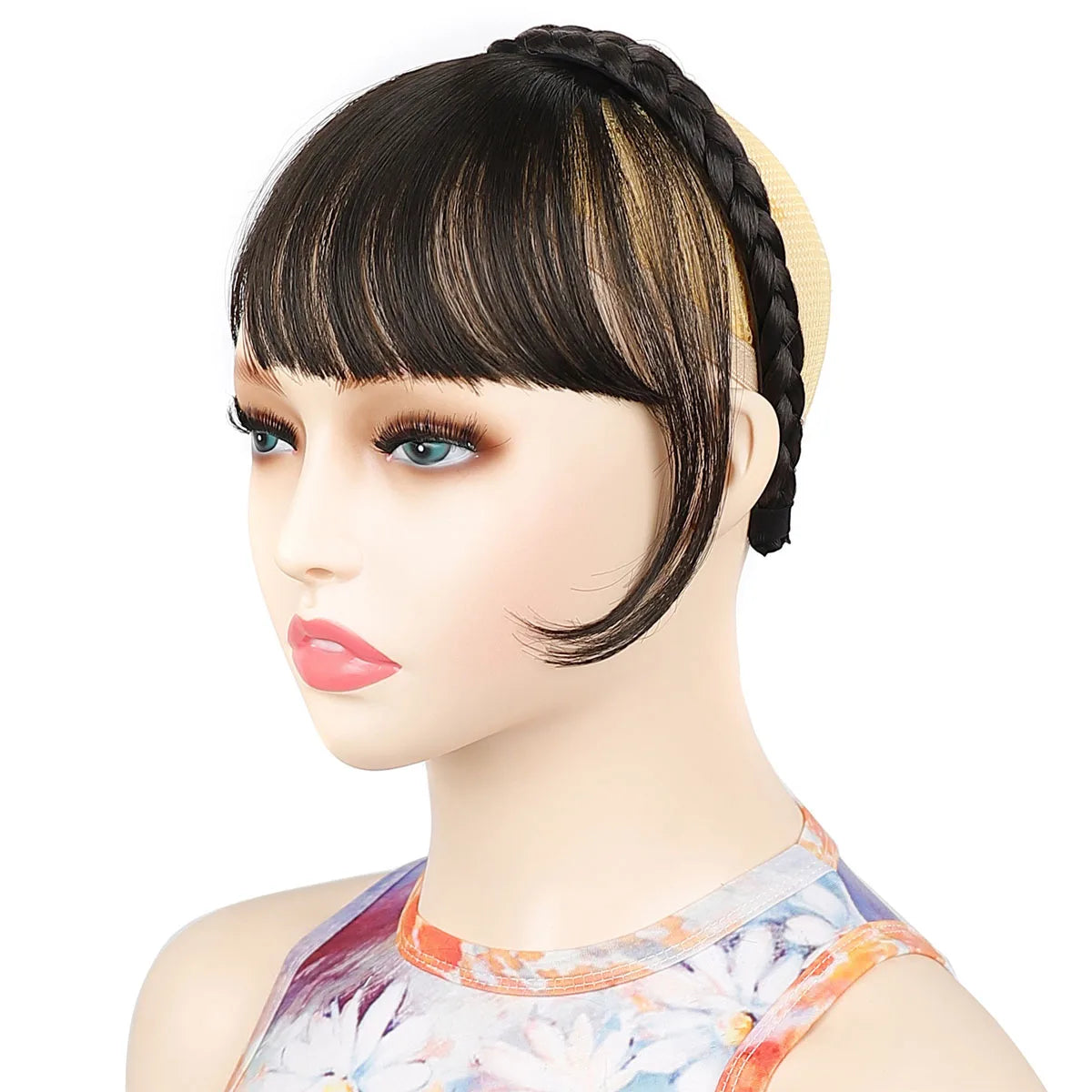 Braided Headband with Natural Looking Bangs for Women