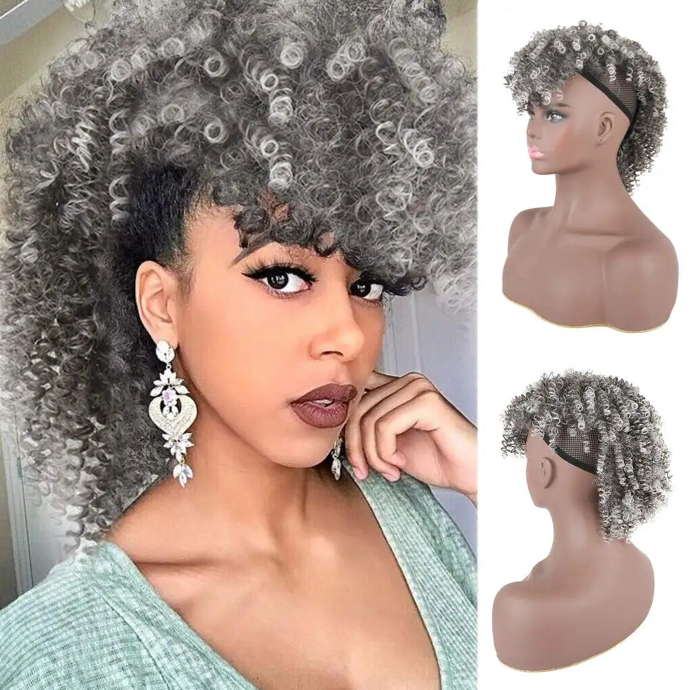 Curly Afro Mohawk Ponytail with Bangs Clip-In - 20