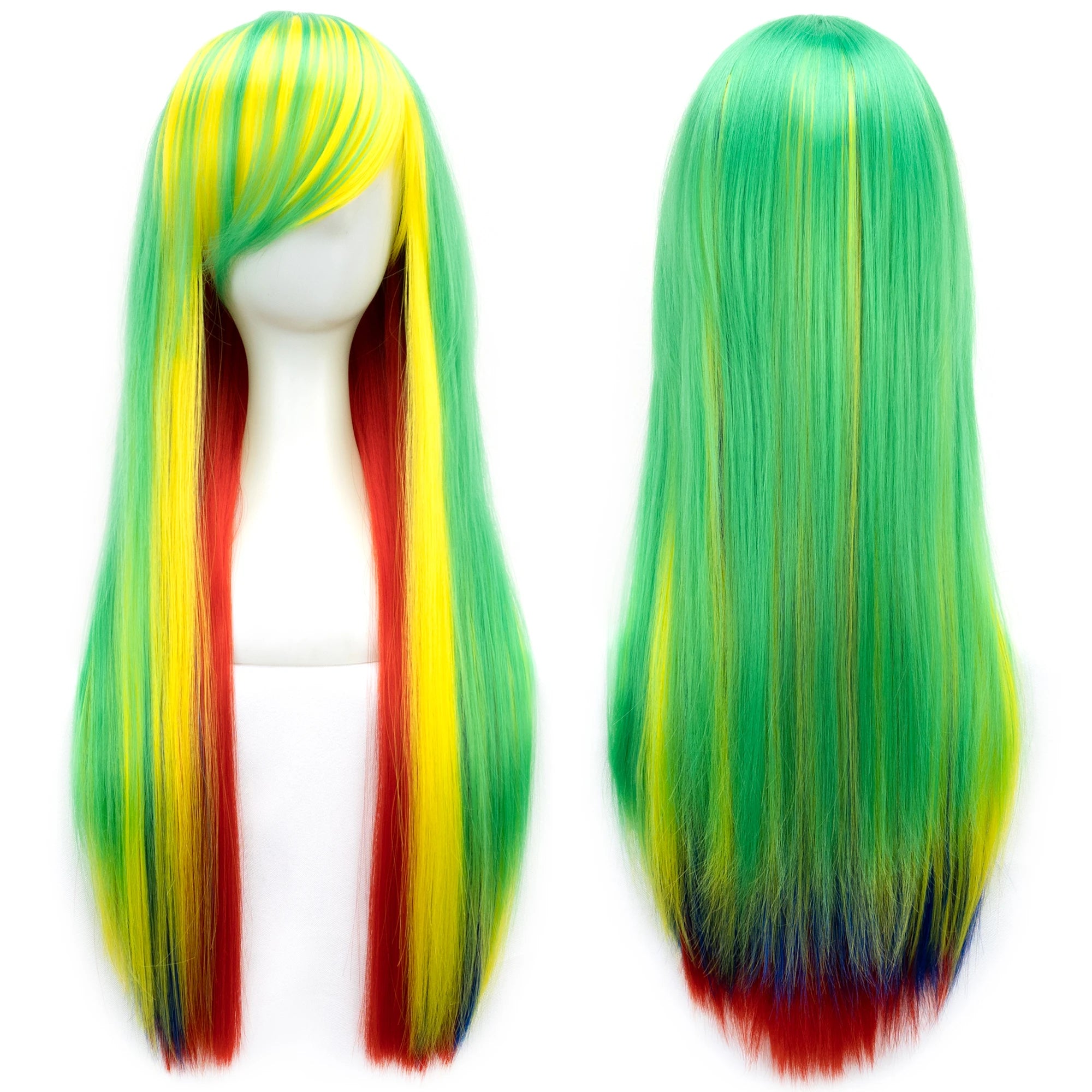 Long Ombre Rainbow Cosplay Wig with Bangs - 15