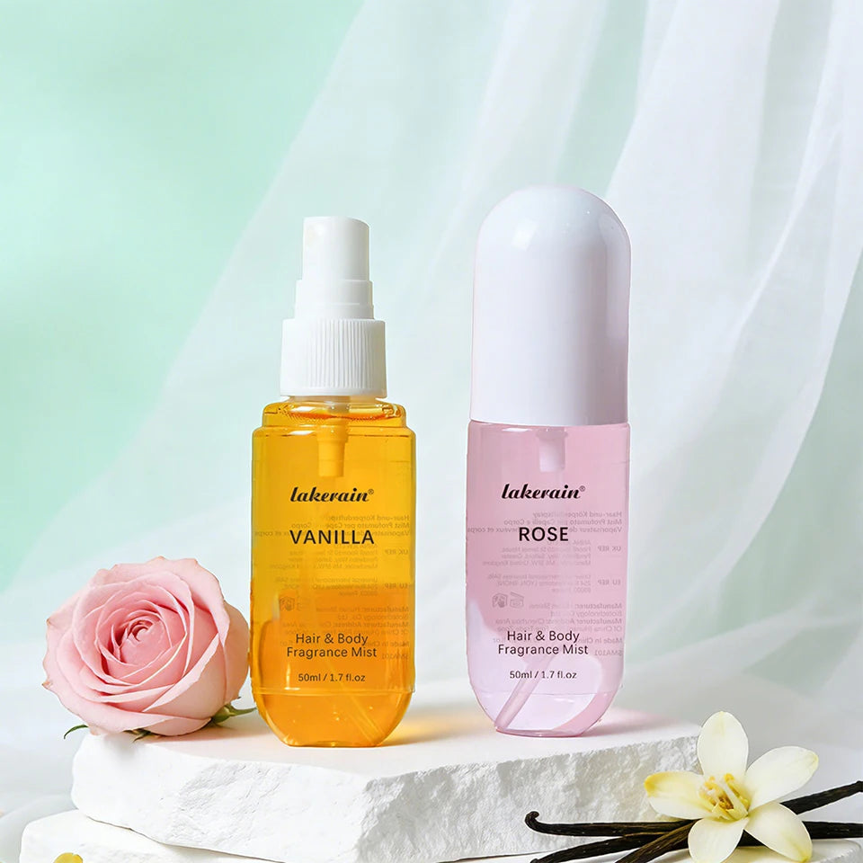 Refreshing Vanilla and Rose Fragrance Mist for Hair and Body