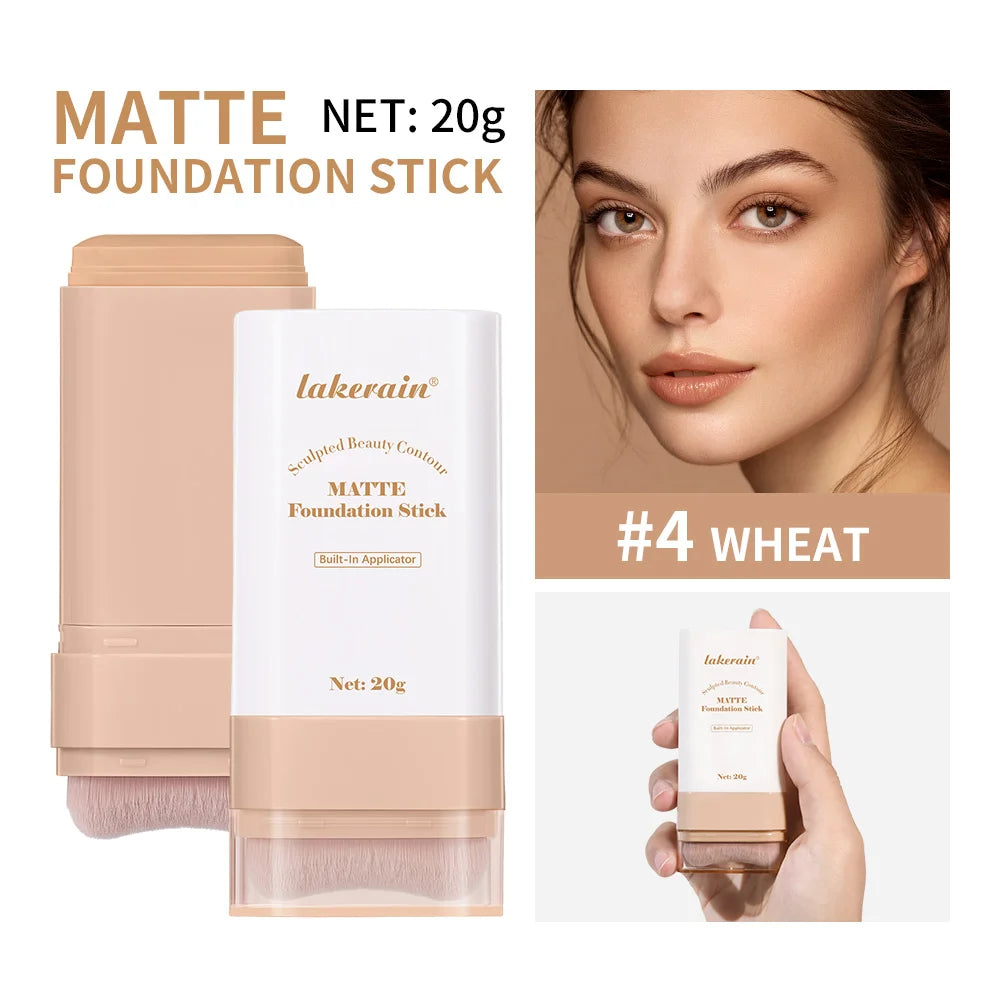 Matte Foundation Stick with Built-in Brush for Flawless Coverage - 37