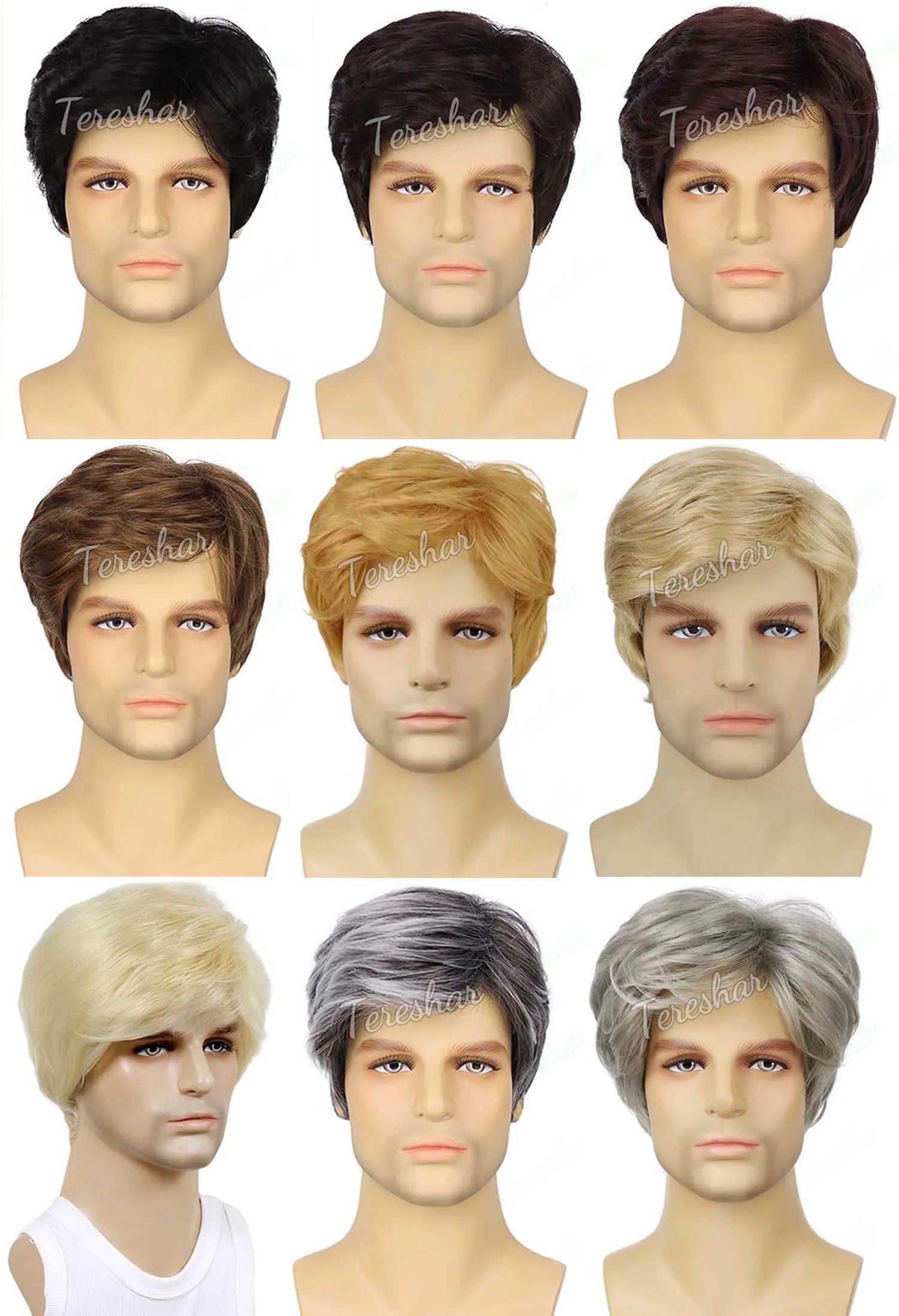 Short Straight Natural Look Synthetic Wig for Men Daily or Costume Wear - 7