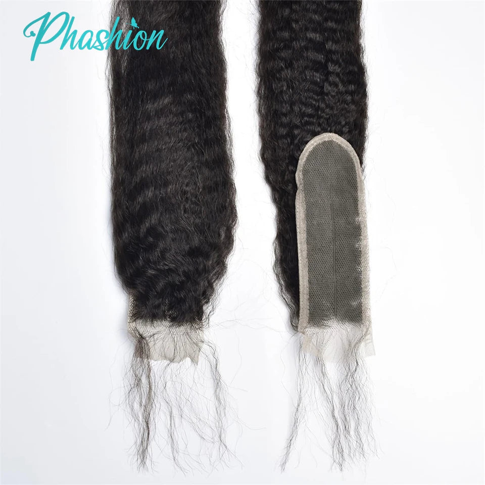 Kinky Straight Human Hair Lace Closure or Frontal