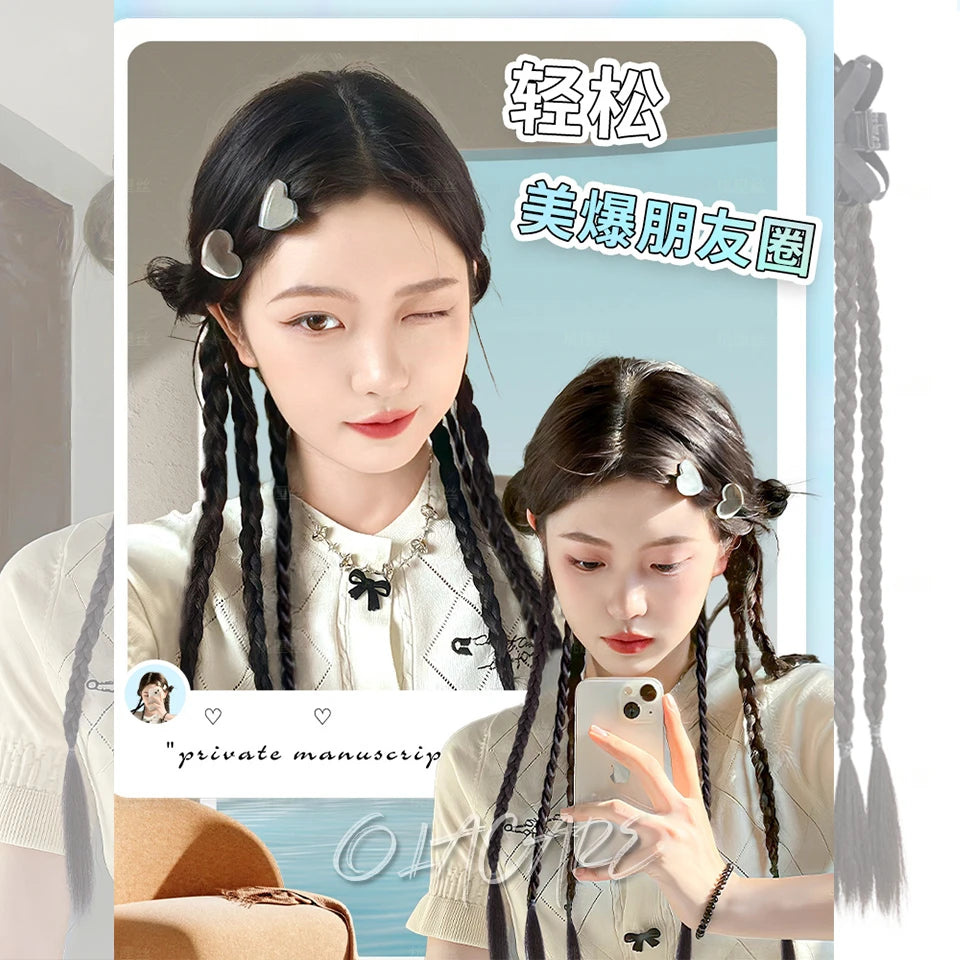 Long Clip-In Bubble Braid Ponytail Hair Extension for Daily Styling
