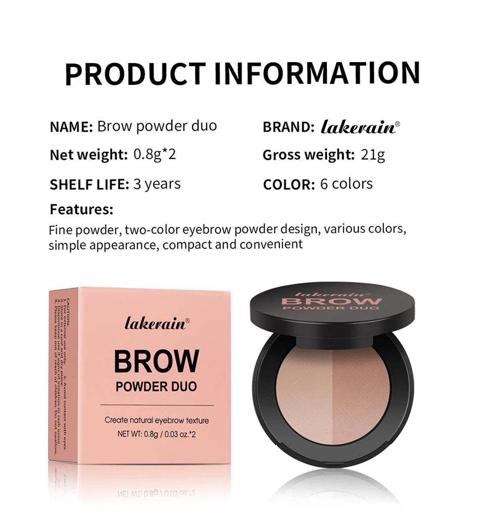Dual-Tone Eyebrow Powder Palette with Professional Grooming Brush - 13