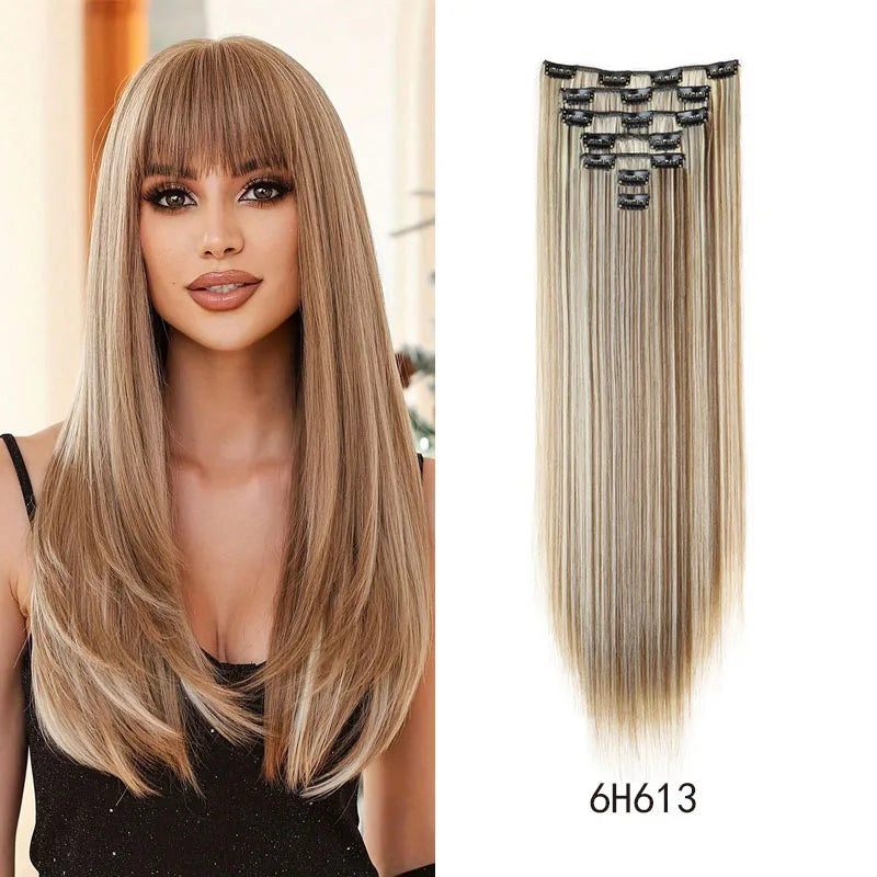 24-Inch Straight Clip-In Hair Extensions for Daily Volume