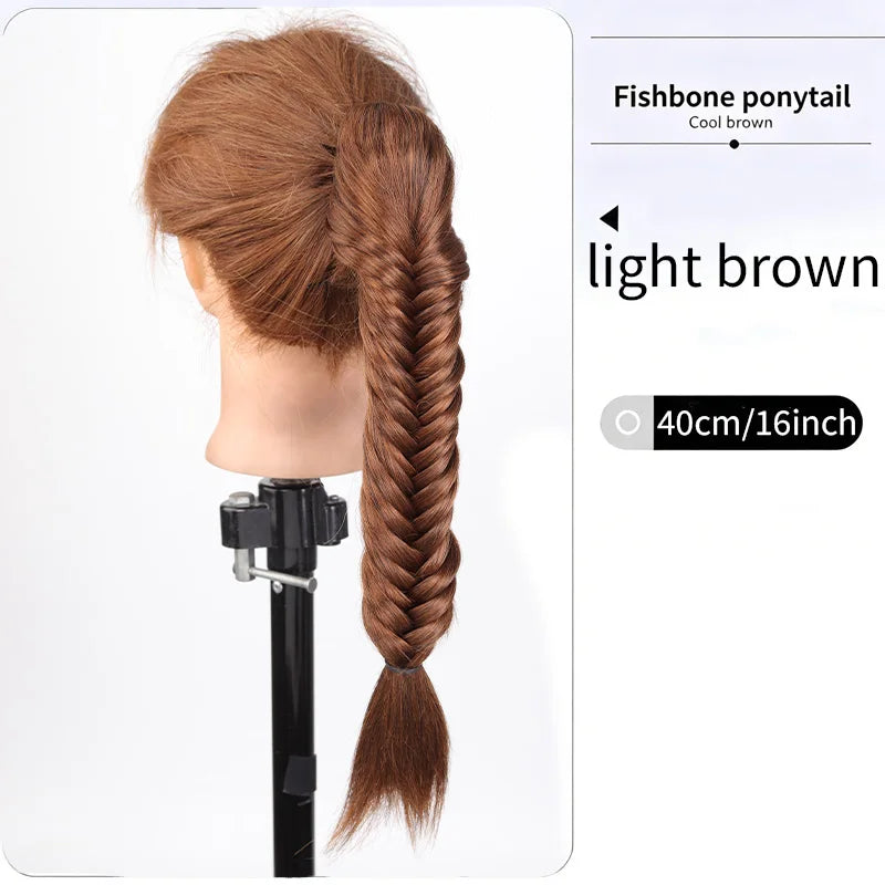 16-Inch Clip-In Fishbone Braided Ponytail Extension - 11