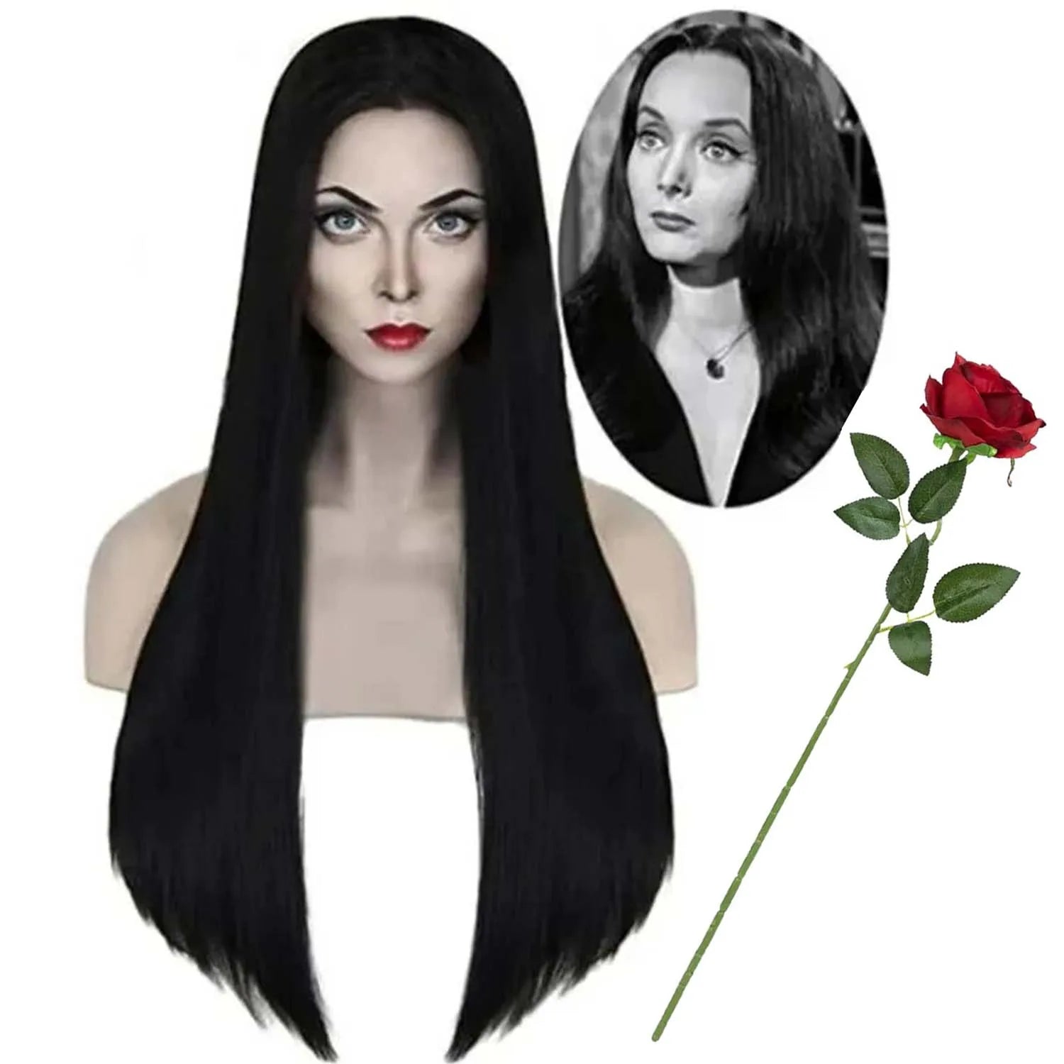 Long Straight Black Costume Wig for Halloween and Cosplay Events - 1