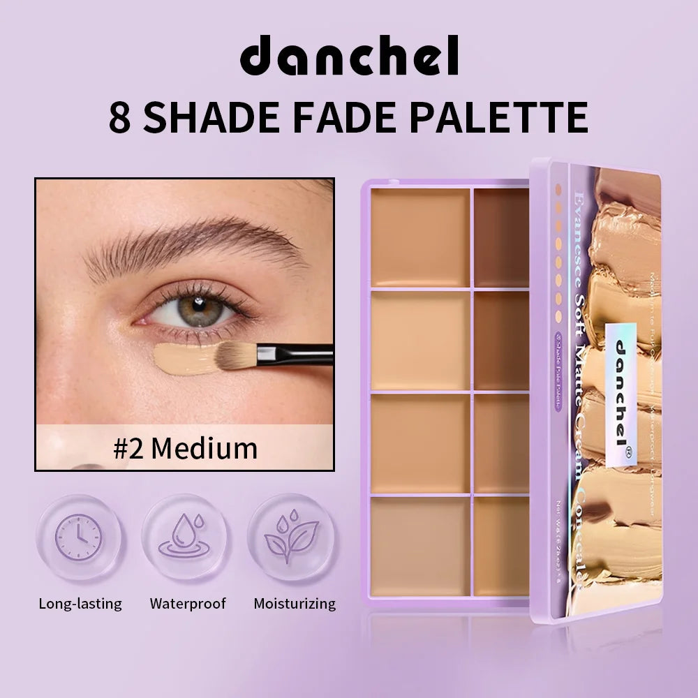 8-Shade Cream Concealer Palette for Full Coverage Face Contouring - 8