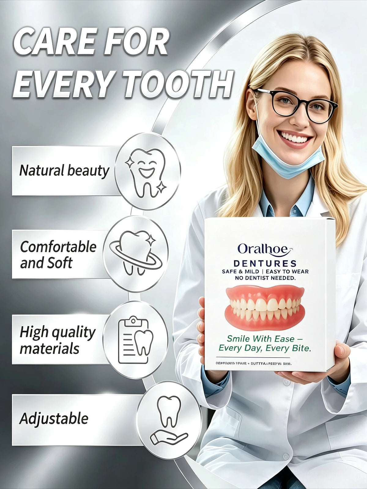 Adjustable Temporary Cosmetic Dentures for a Natural Confident Smile