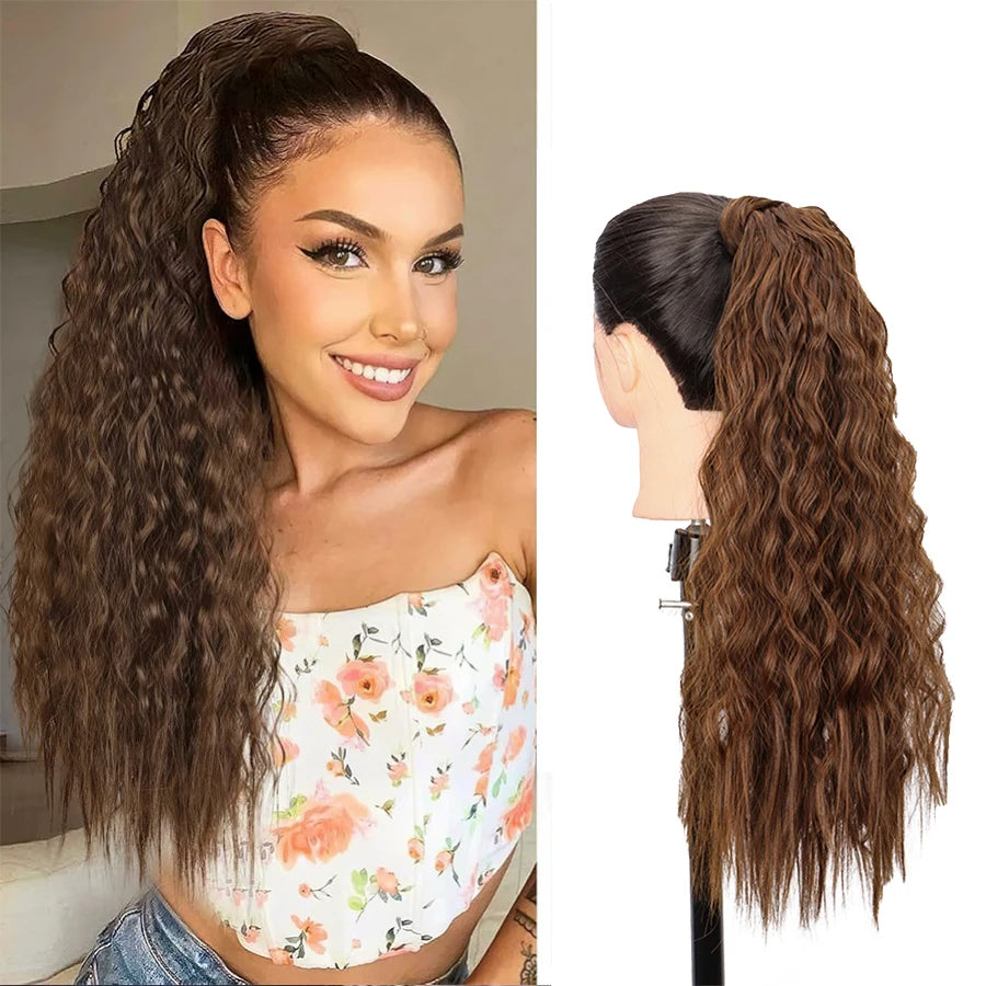 22-Inch Kinky Curly Drawstring Ponytail Extension - 17