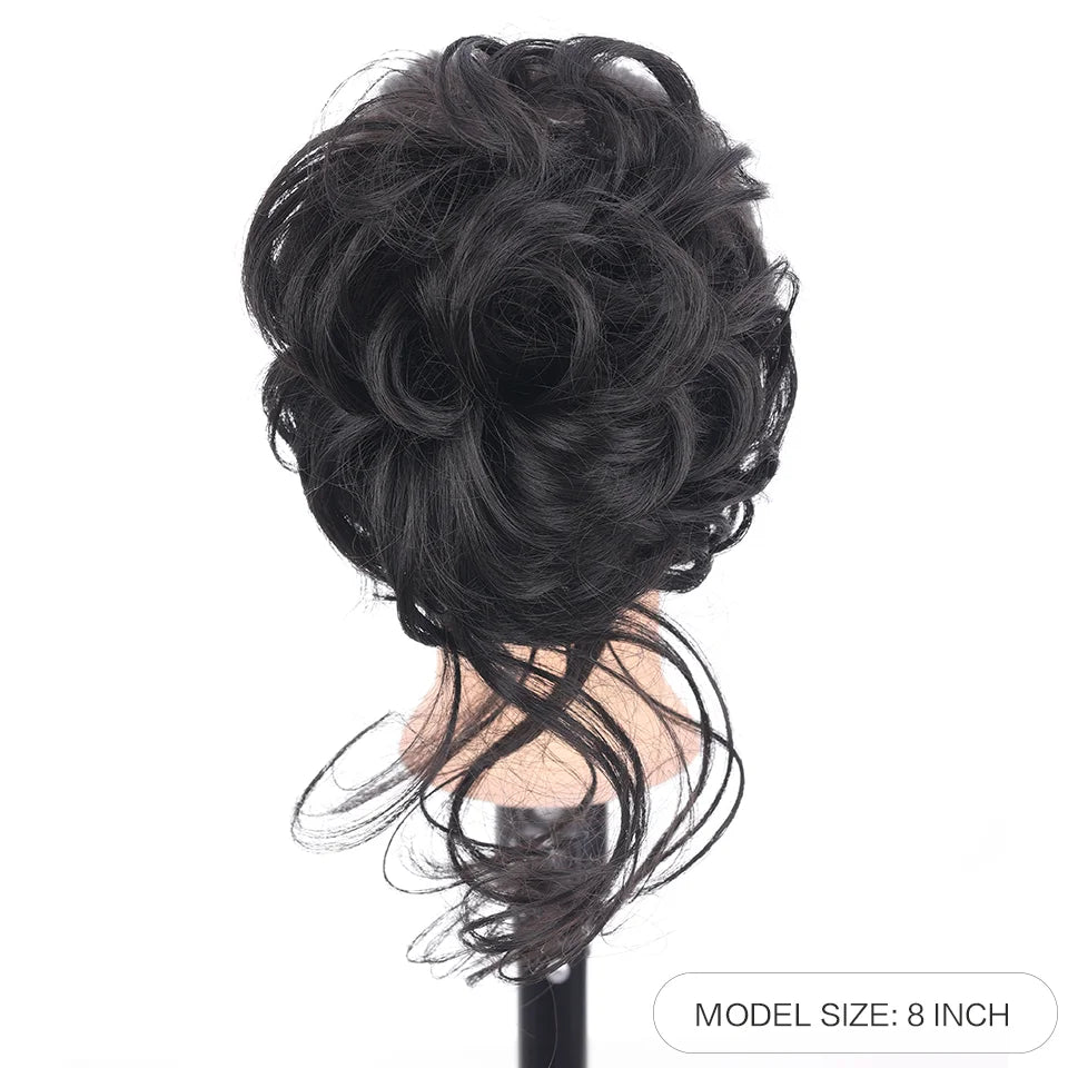 Messy Curly Claw Clip Hair Bun Extension