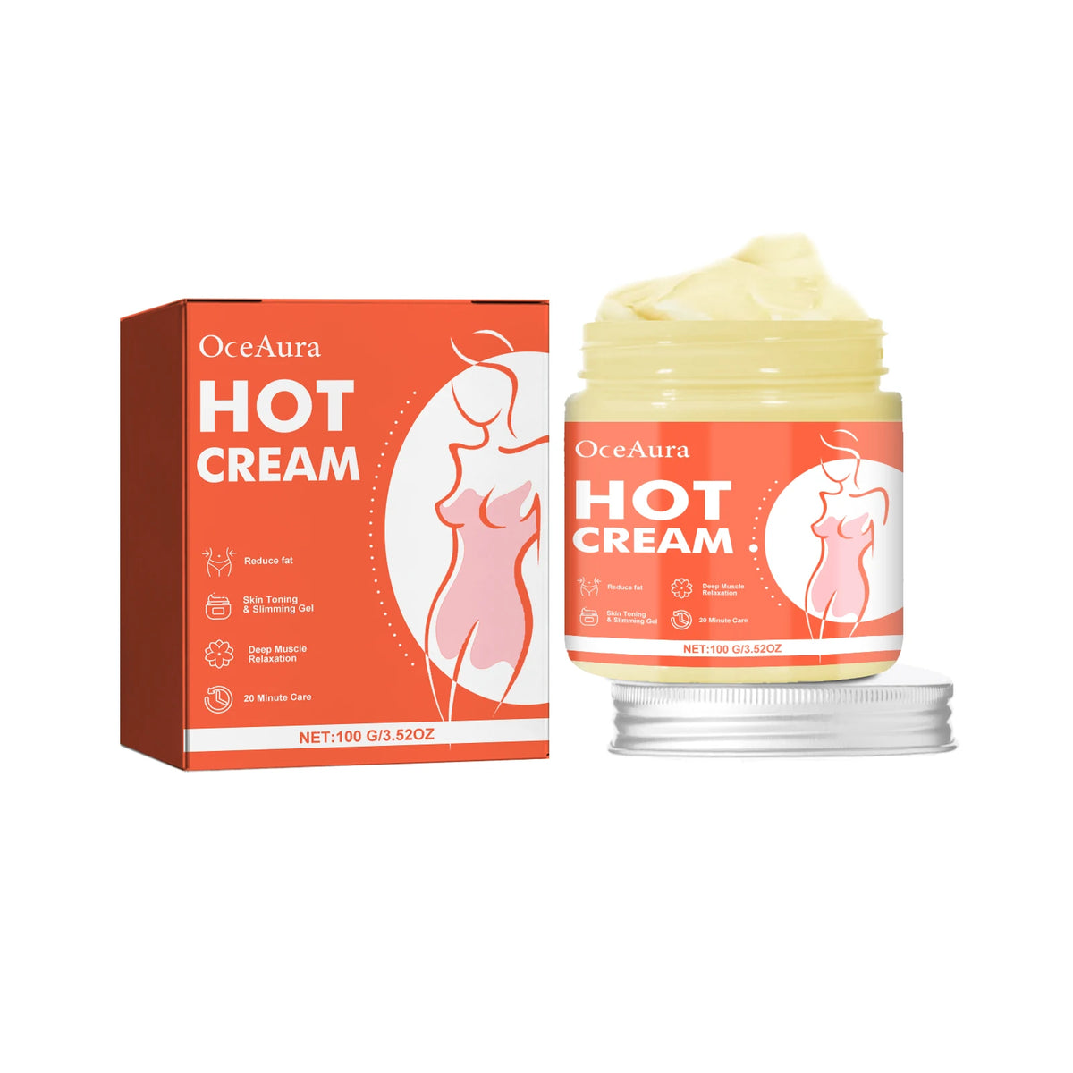 Anti-Cellulite Hot Massage Cream for Body Slimming and Skin Tightening