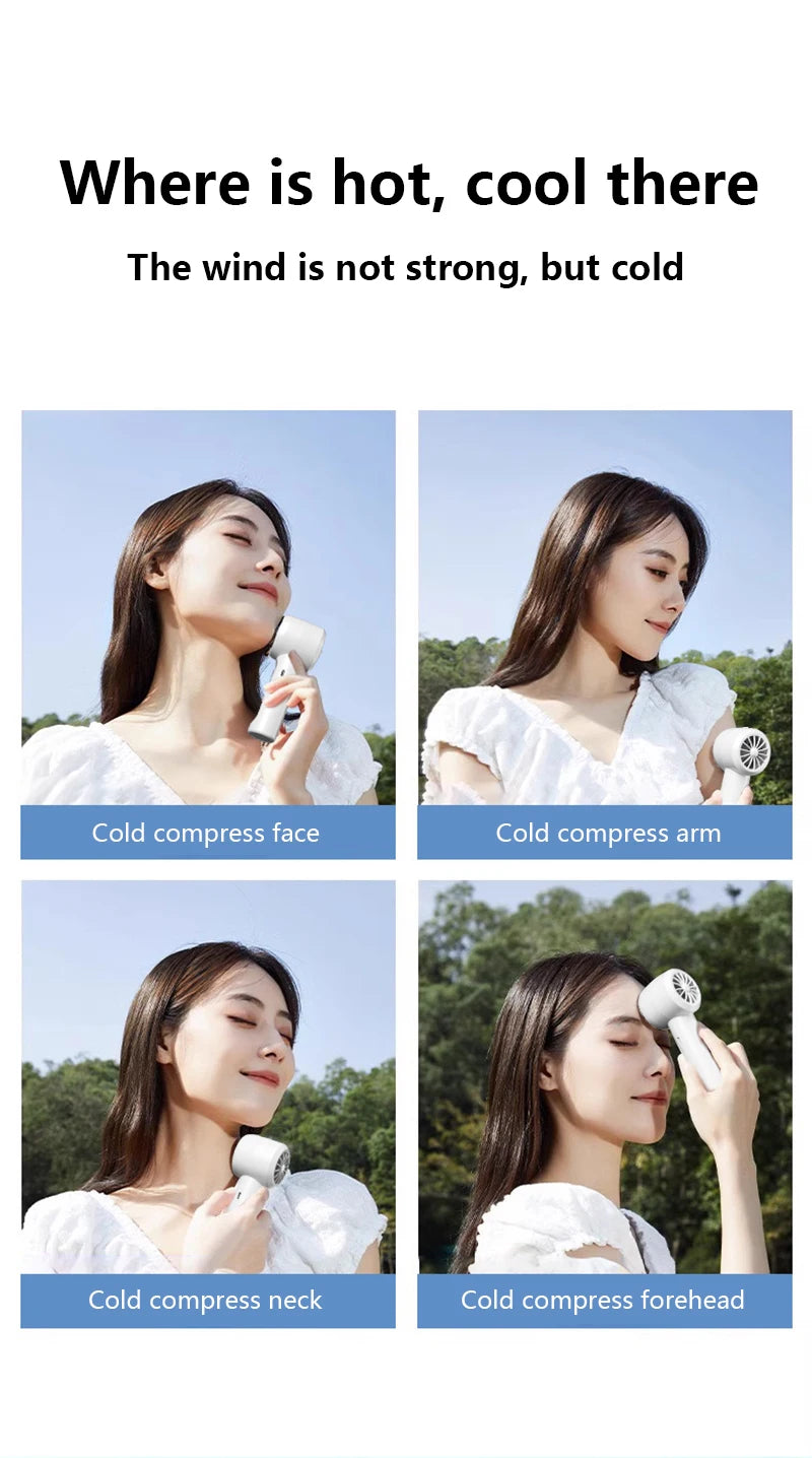 Portable Handheld Turbo Fan with Instant Ice Cooling and LED Display - 9